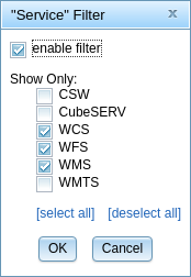 Service Filter Dialog