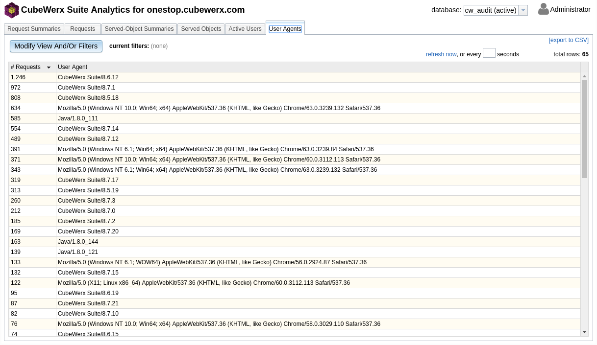User Agents Tab