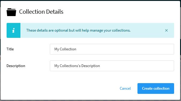 Adding an uploaded collection